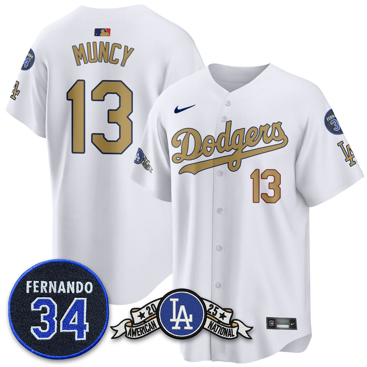 Los Angeles Dodgers 2025 National League Champions Jersey - All Stitched