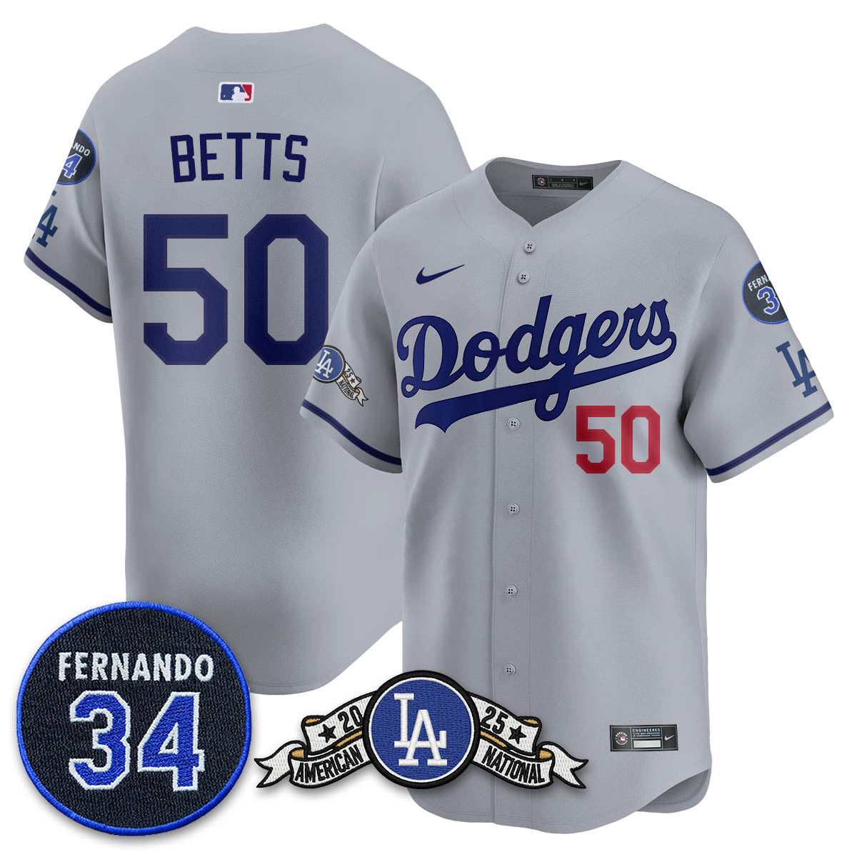 Los Angeles Dodgers 2025 National League Champions Jersey - All Stitched