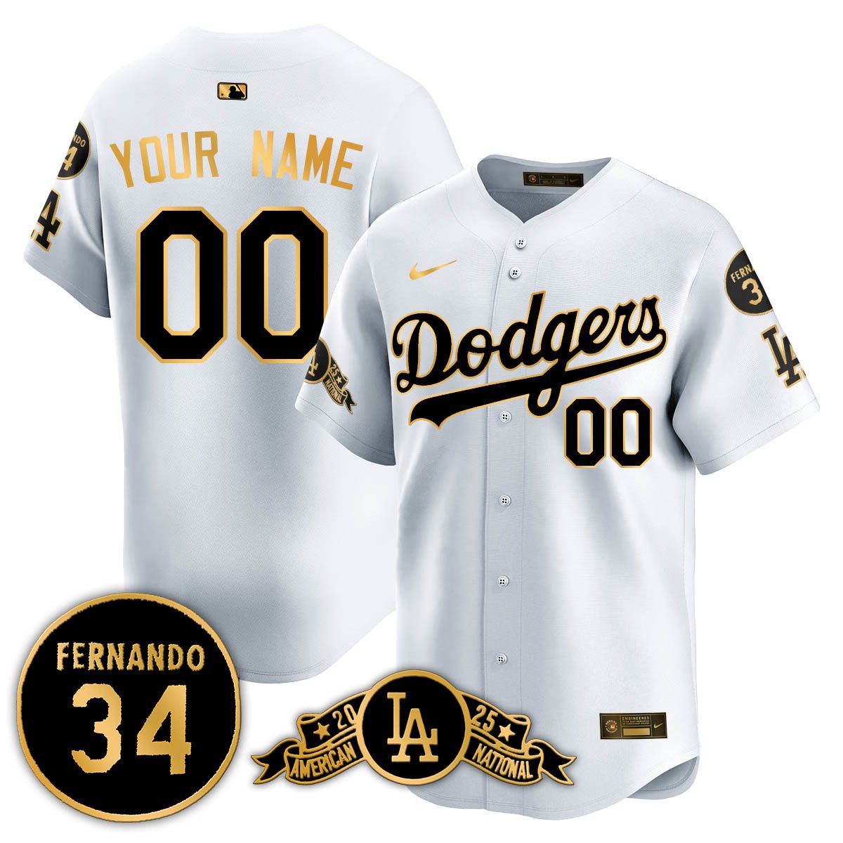 Los Angeles Dodgers 2025 National League Champions Jersey - All Stitched