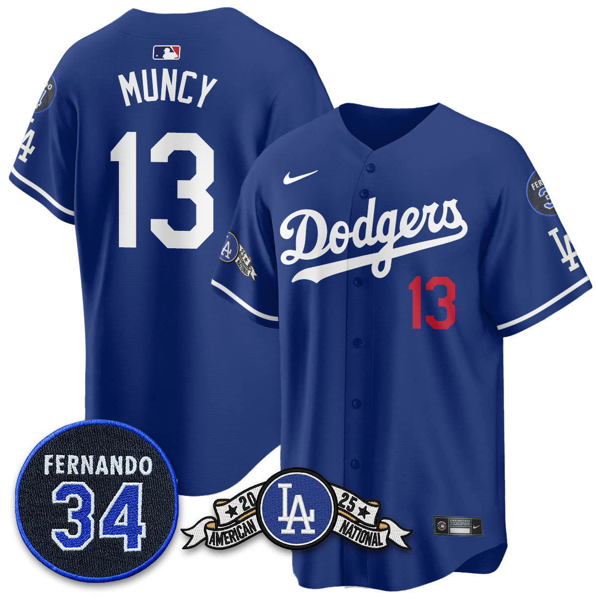 Los Angeles Dodgers 2025 National League Champions Jersey - All Stitched