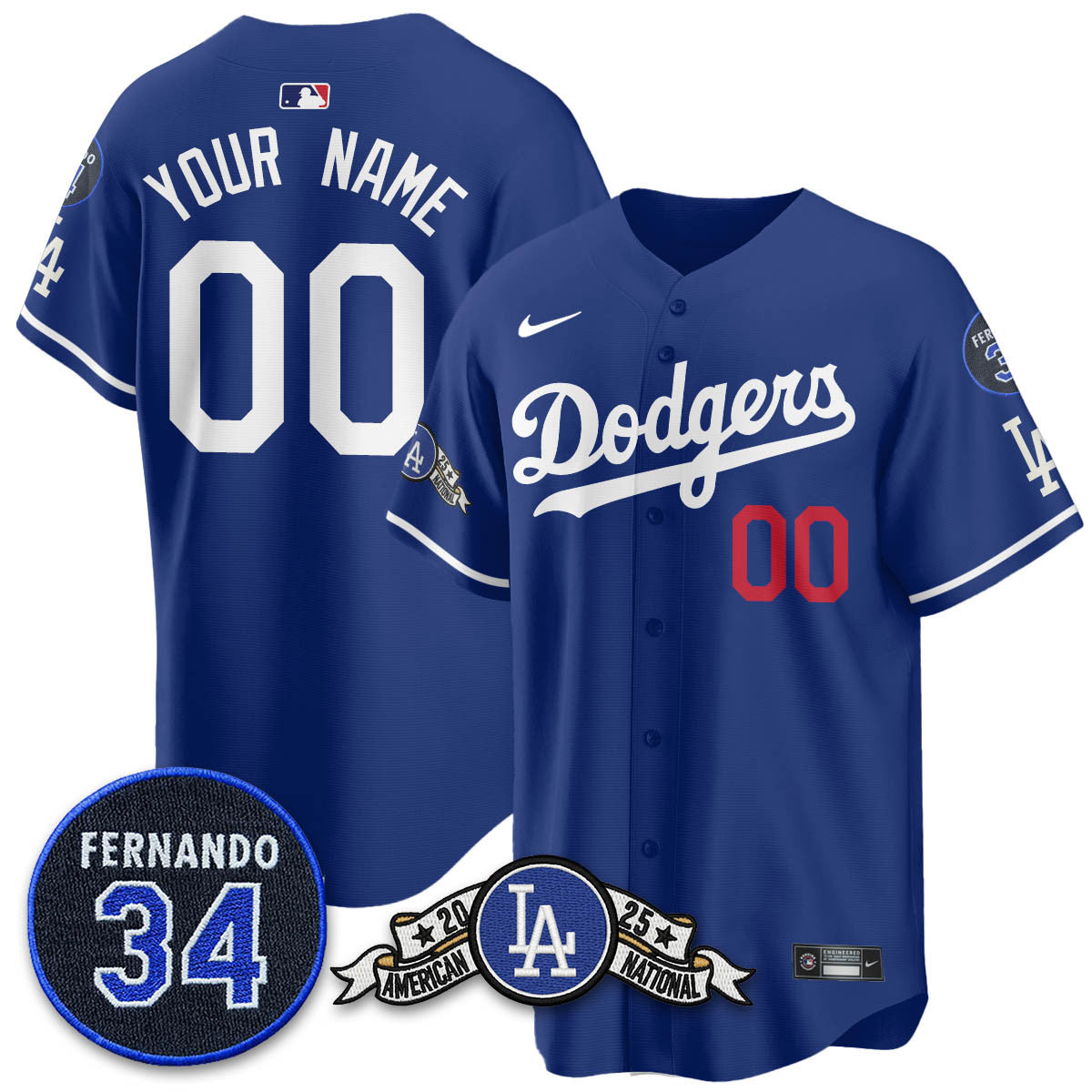 Custom Los Angeles Dodgers 2025 National League Champions Jersey - All Stitched