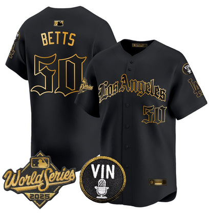 Men's Dodgers 2025 World Series Vapor Premier Limited Jersey - LA Gothic Edition - All Stitched