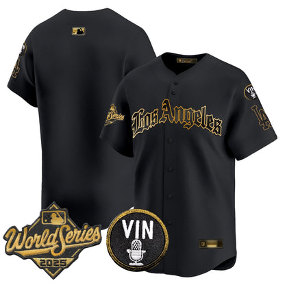 Men's Dodgers 2025 World Series Vapor Premier Limited Jersey - LA Gothic Edition - All Stitched