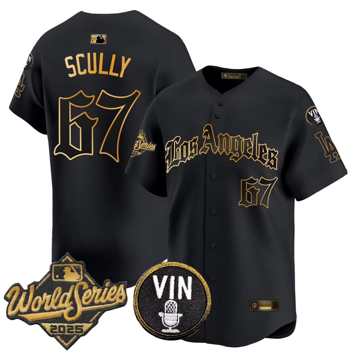 Men's Dodgers 2025 World Series Vapor Premier Limited Jersey - LA Gothic Edition - All Stitched