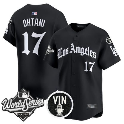 Men's Dodgers 2025 World Series Vapor Premier Limited Jersey - LA Gothic Edition - All Stitched