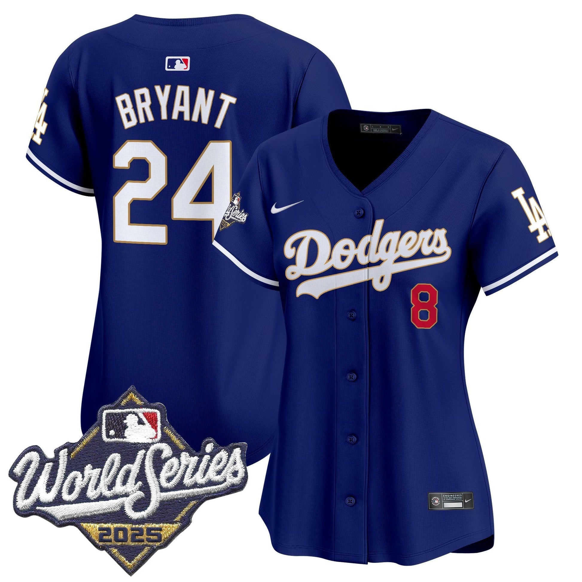 Women's Dodgers 2025 World Series Gold Trim Vapor Premier Limited Jersey - All Stitched