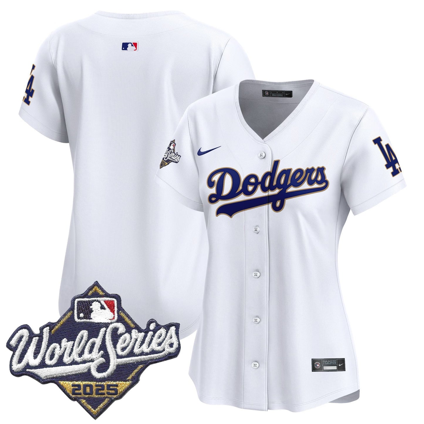 Women's Dodgers 2025 World Series Gold Trim Vapor Premier Limited Jersey - All Stitched