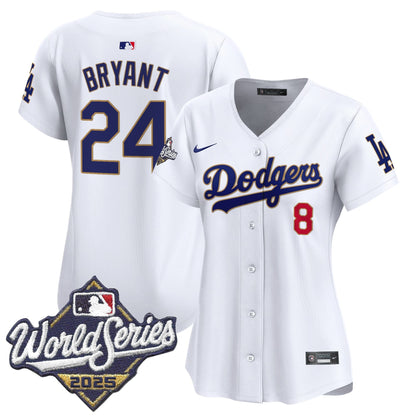 Women's Dodgers 2025 World Series Gold Trim Vapor Premier Limited Jersey - All Stitched