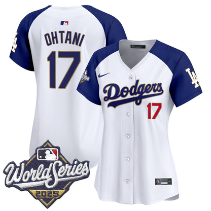 Women's Dodgers 2025 World Series Gold Trim Vapor Premier Limited Jersey - All Stitched