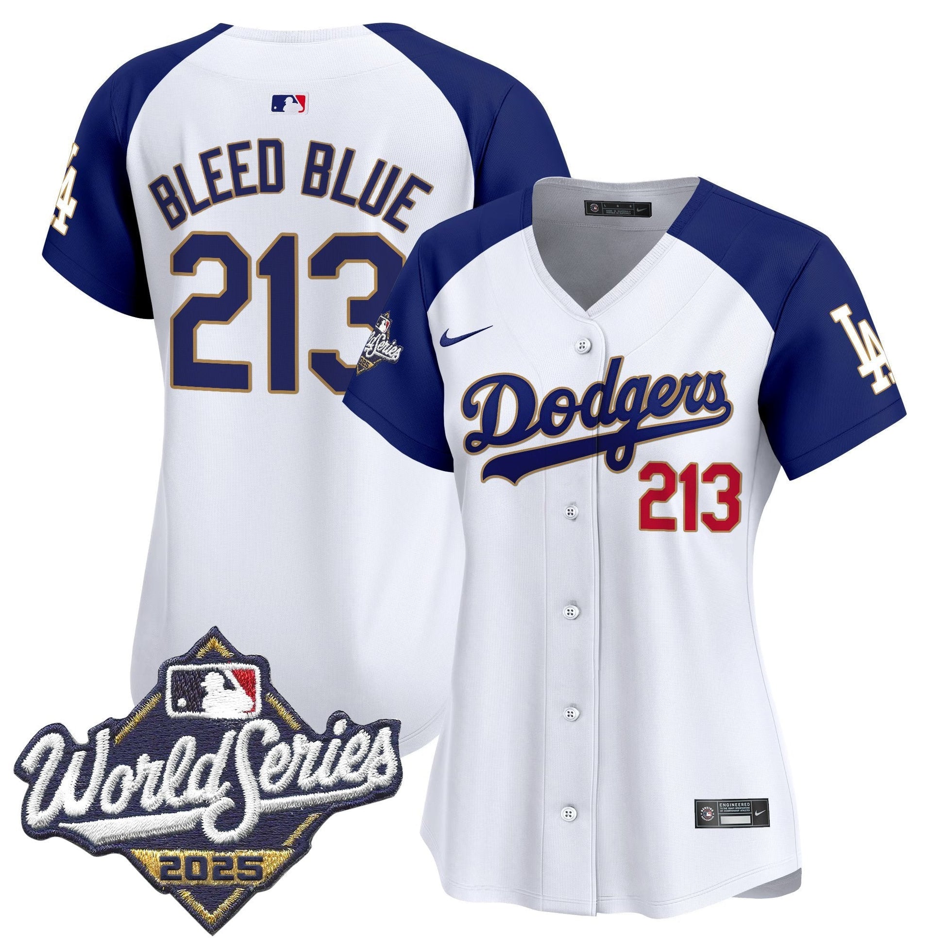 Women's Dodgers 2025 World Series Gold Trim Vapor Premier Limited Jersey - All Stitched