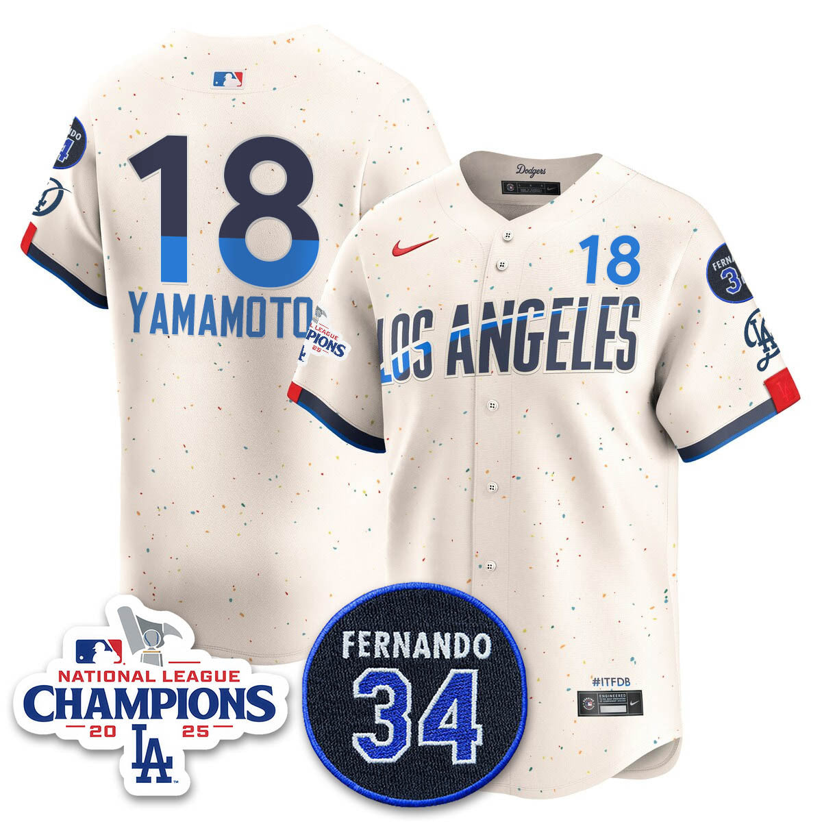 Los Angeles Dodgers 2025 NL Champions Jersey - All Stitched