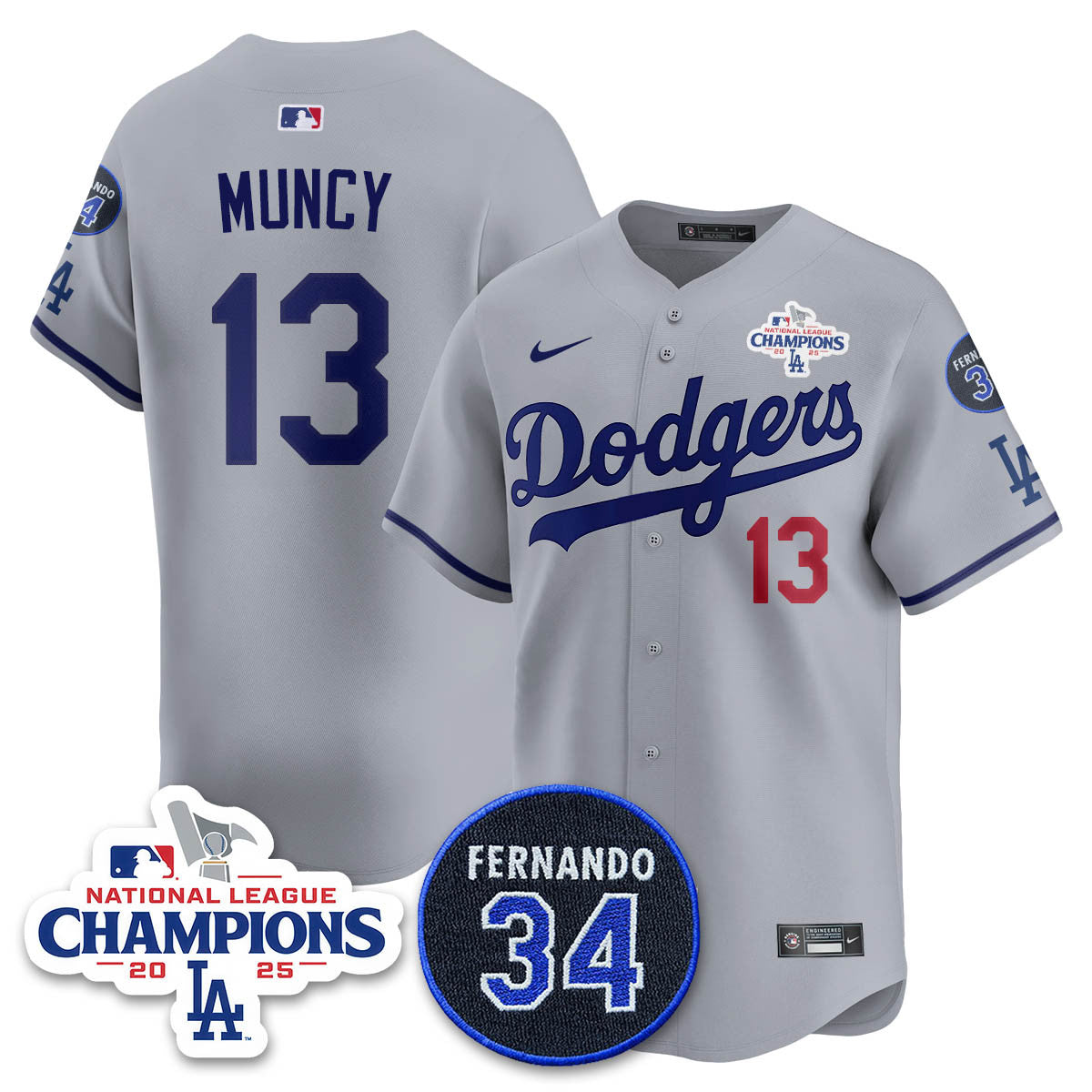Los Angeles Dodgers 2025 NL Champions Jersey - All Stitched
