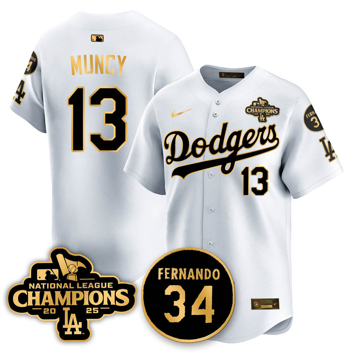 Los Angeles Dodgers 2025 NL Champions Jersey - All Stitched