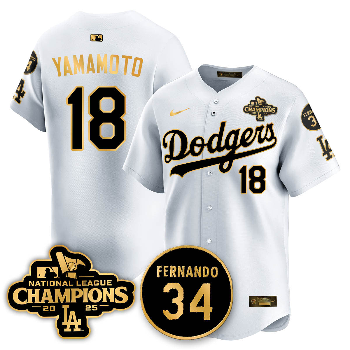 Los Angeles Dodgers 2025 NL Champions Jersey - All Stitched