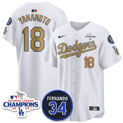 Los Angeles Dodgers 2025 NL Champions Jersey - All Stitched