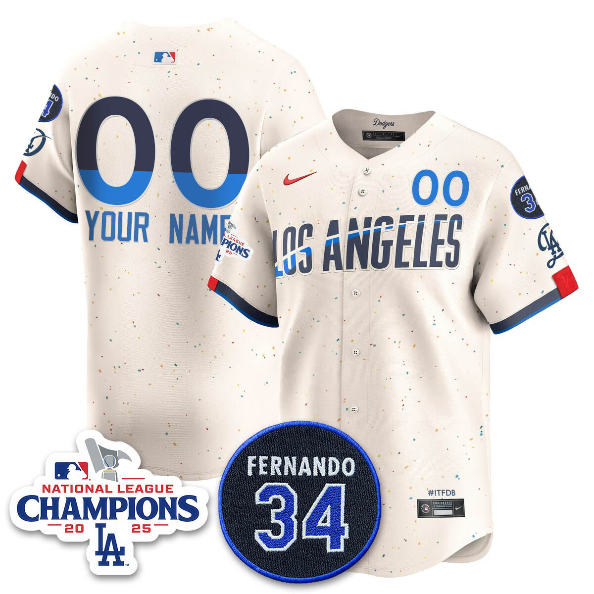 Custom Los Angeles Dodgers 2025 NL Champions Jersey - All Stitched