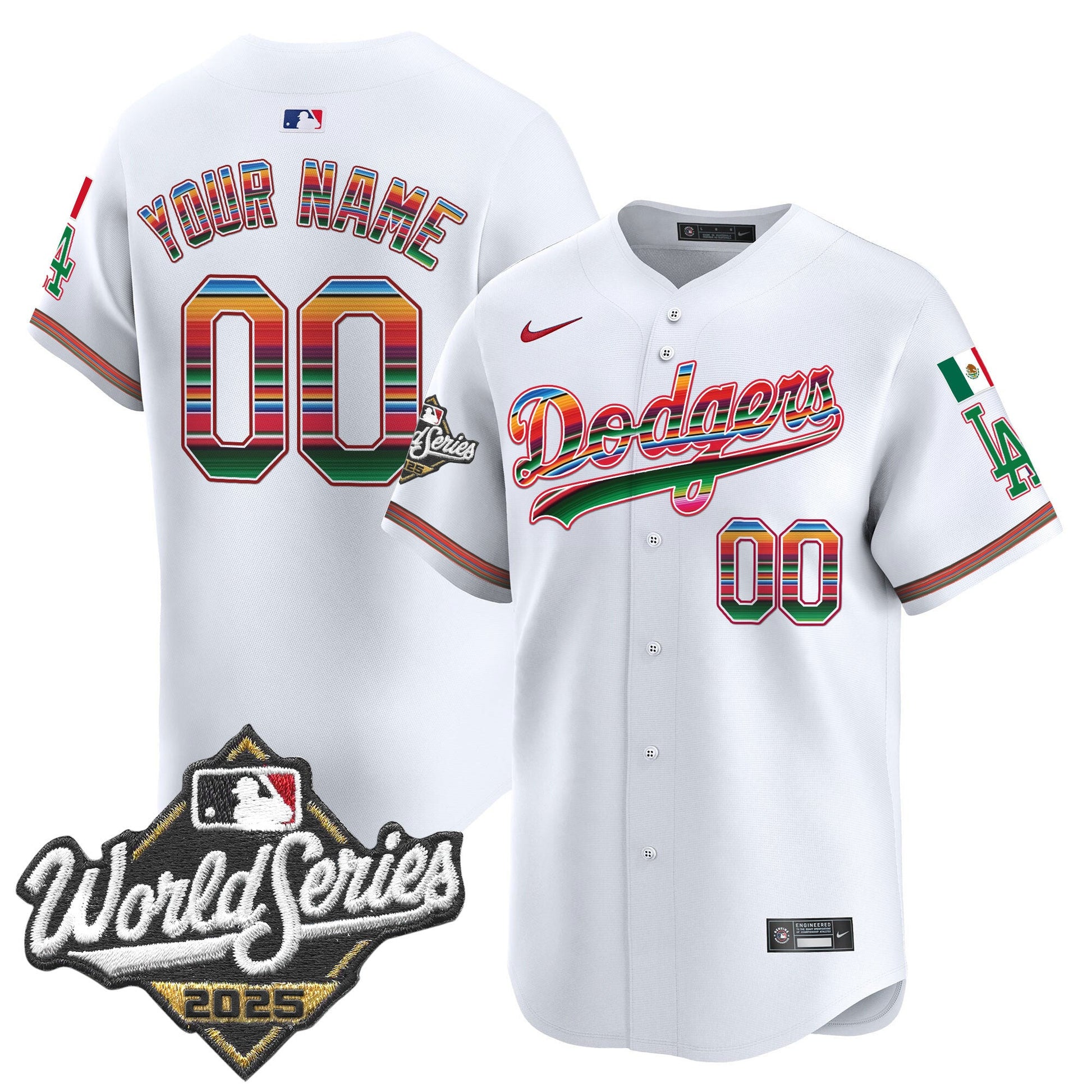 Dodgers Mexico 2025 World Series Vapor Premier Limited Custom Jersey - All Stitched