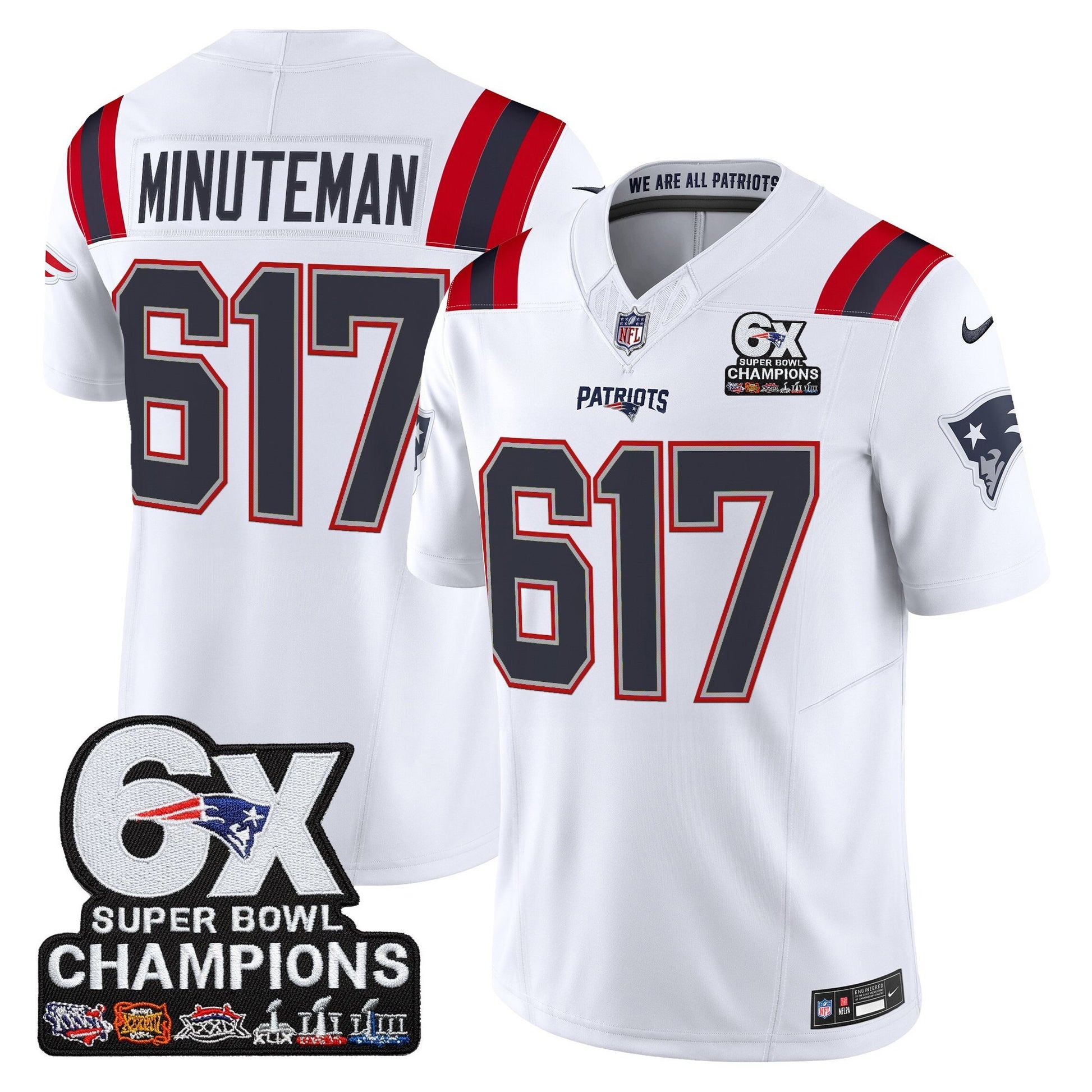 Men's New England Patriots 6-Time Champions Patch Vapor Limited Jersey - All Stitched