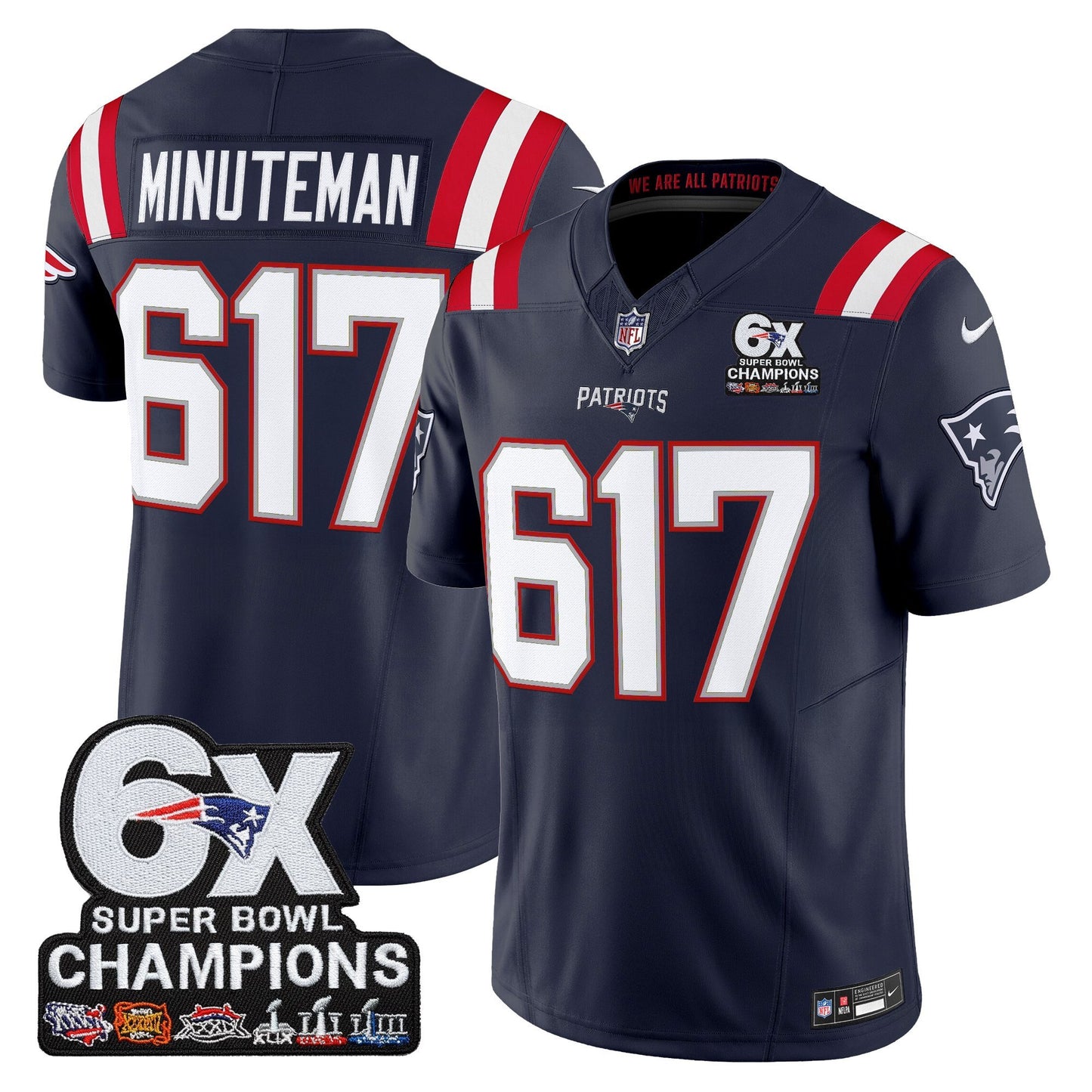 Men's New England Patriots 6-Time Champions Patch Vapor Limited Jersey - All Stitched