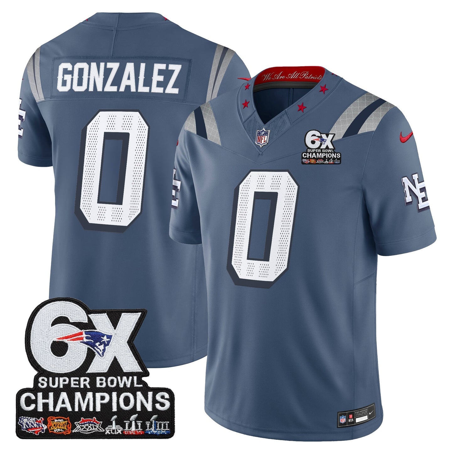 Men's New England Patriots 6-Time Champions Patch Vapor Limited Jersey - All Stitched