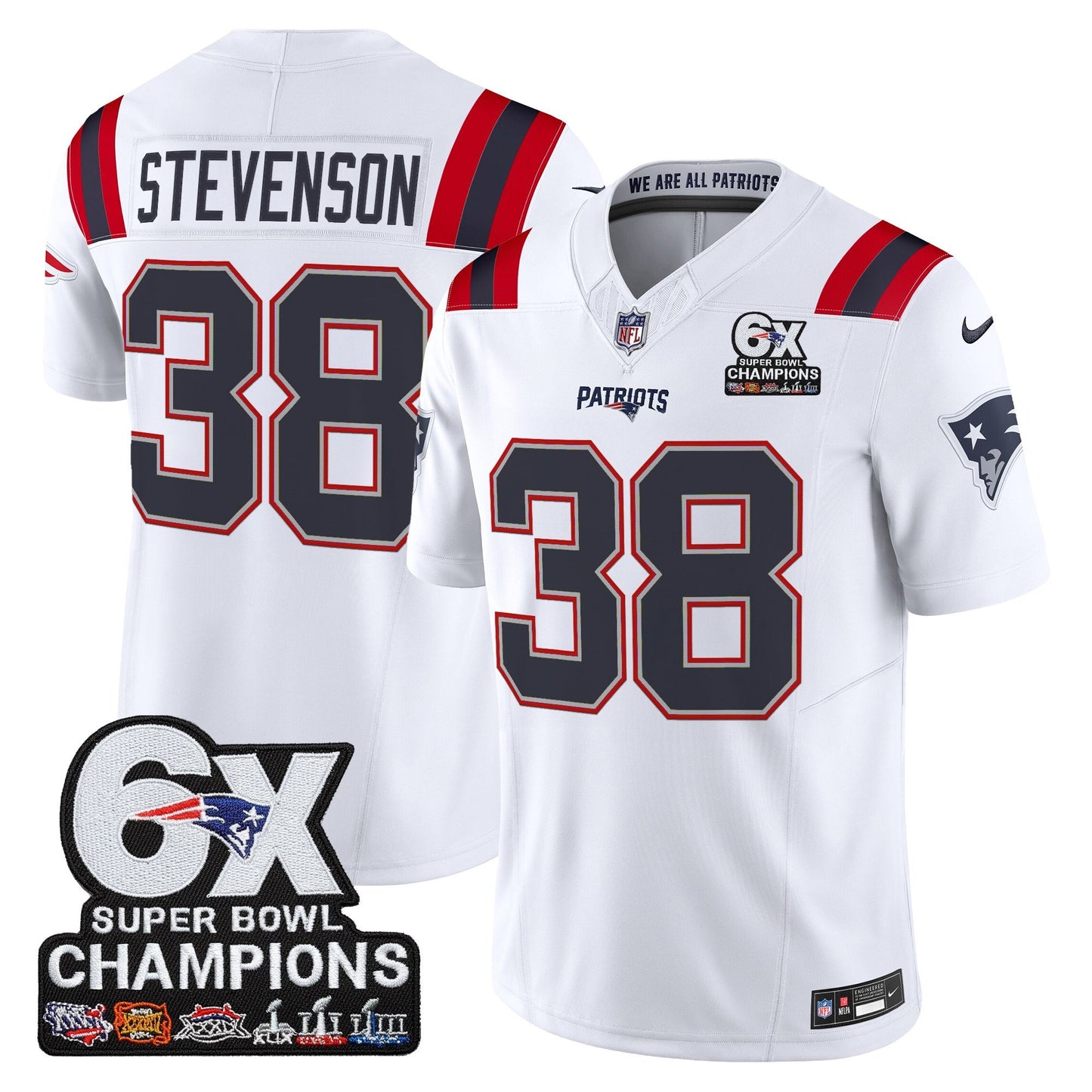 Men's New England Patriots 6-Time Champions Patch Vapor Limited Jersey - All Stitched
