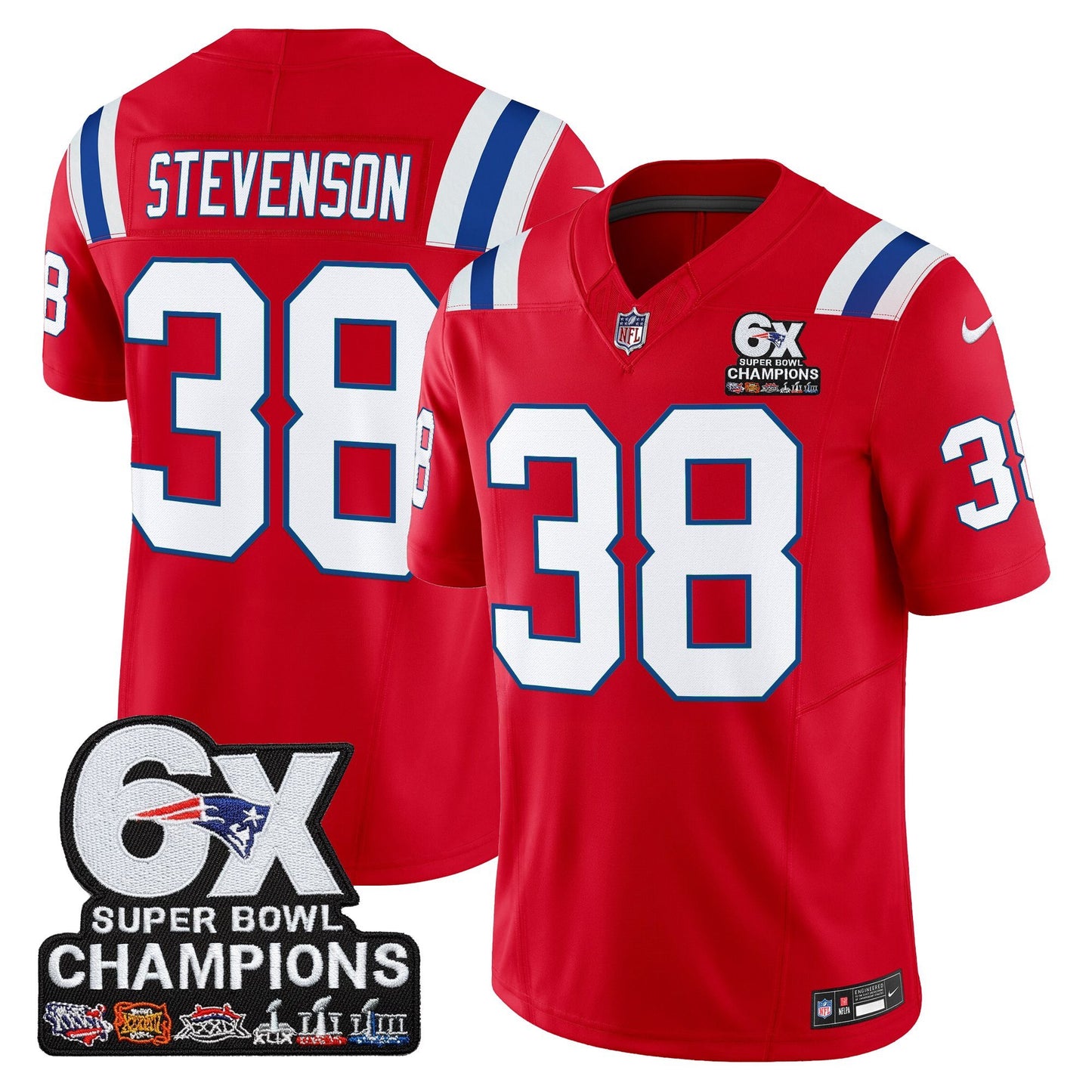Men's New England Patriots 6-Time Champions Patch Vapor Limited Jersey - All Stitched