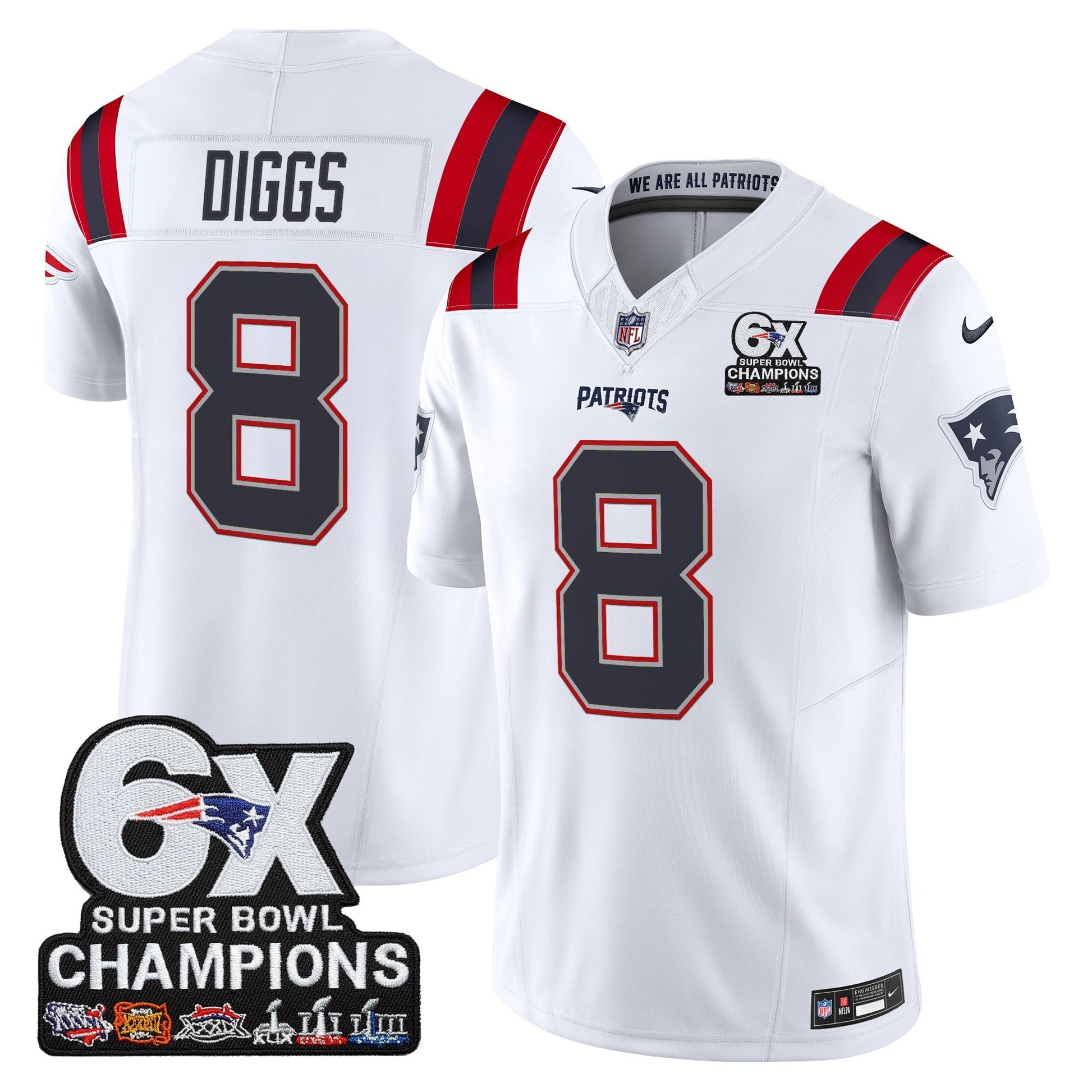 Men's New England Patriots 6-Time Champions Patch Vapor Limited Jersey - All Stitched