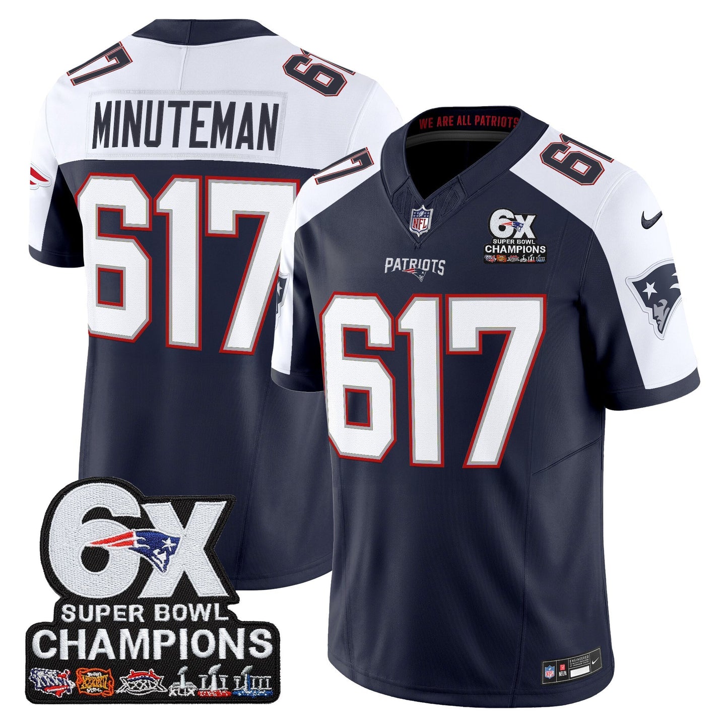 Men's New England Patriots 6-Time Champions Patch Vapor Limited Jersey - All Stitched