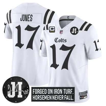 Men's Indianapolis Colts 2025 'Gothic Iron Hoof Edition' Vapor Limited Jersey - Jim Irsay Patch - All Stitched