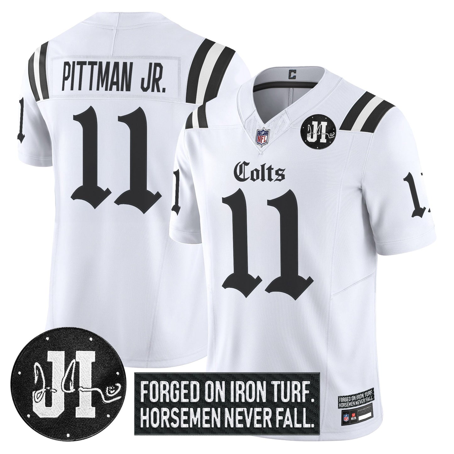 Men's Indianapolis Colts 2025 'Gothic Iron Hoof Edition' Vapor Limited Jersey - Jim Irsay Patch - All Stitched