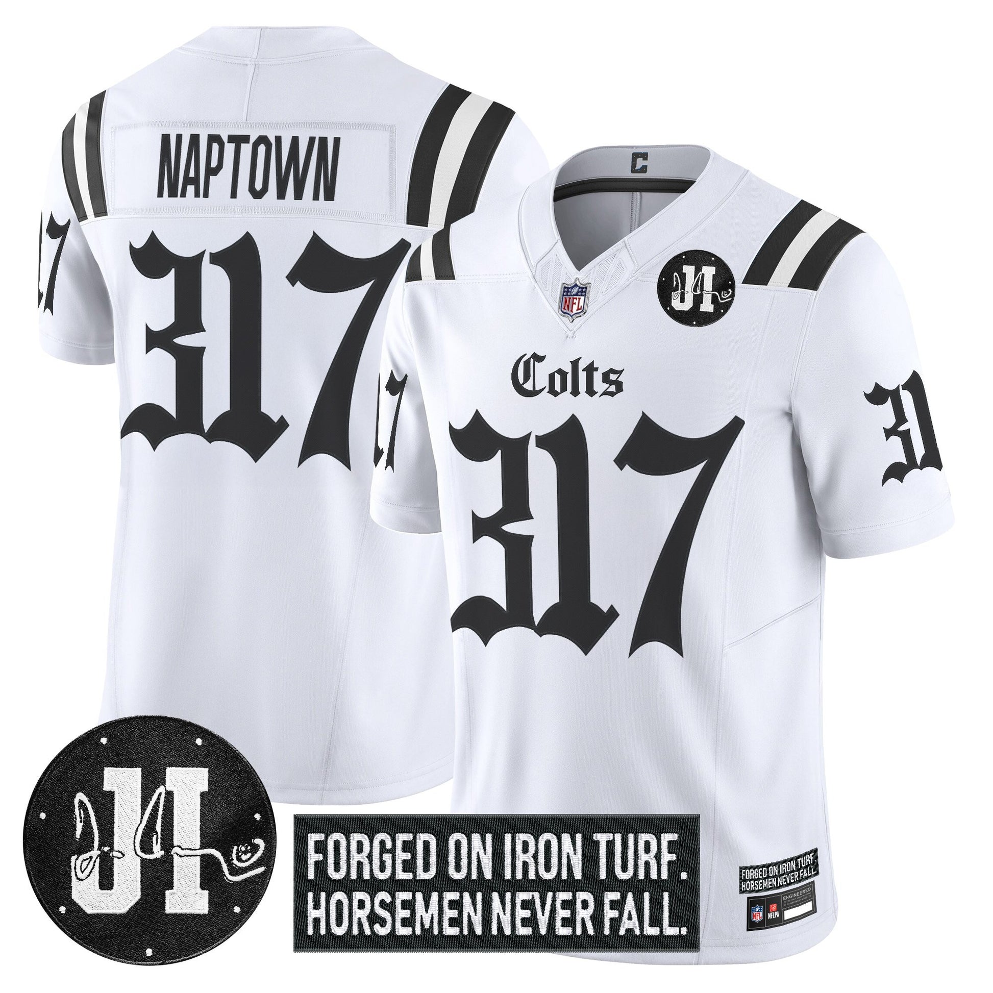 Men's Indianapolis Colts 2025 'Gothic Iron Hoof Edition' Vapor Limited Jersey - Jim Irsay Patch - All Stitched