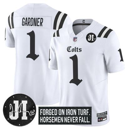 Men's Indianapolis Colts 2025 'Gothic Iron Hoof Edition' Vapor Limited Jersey - Jim Irsay Patch - All Stitched
