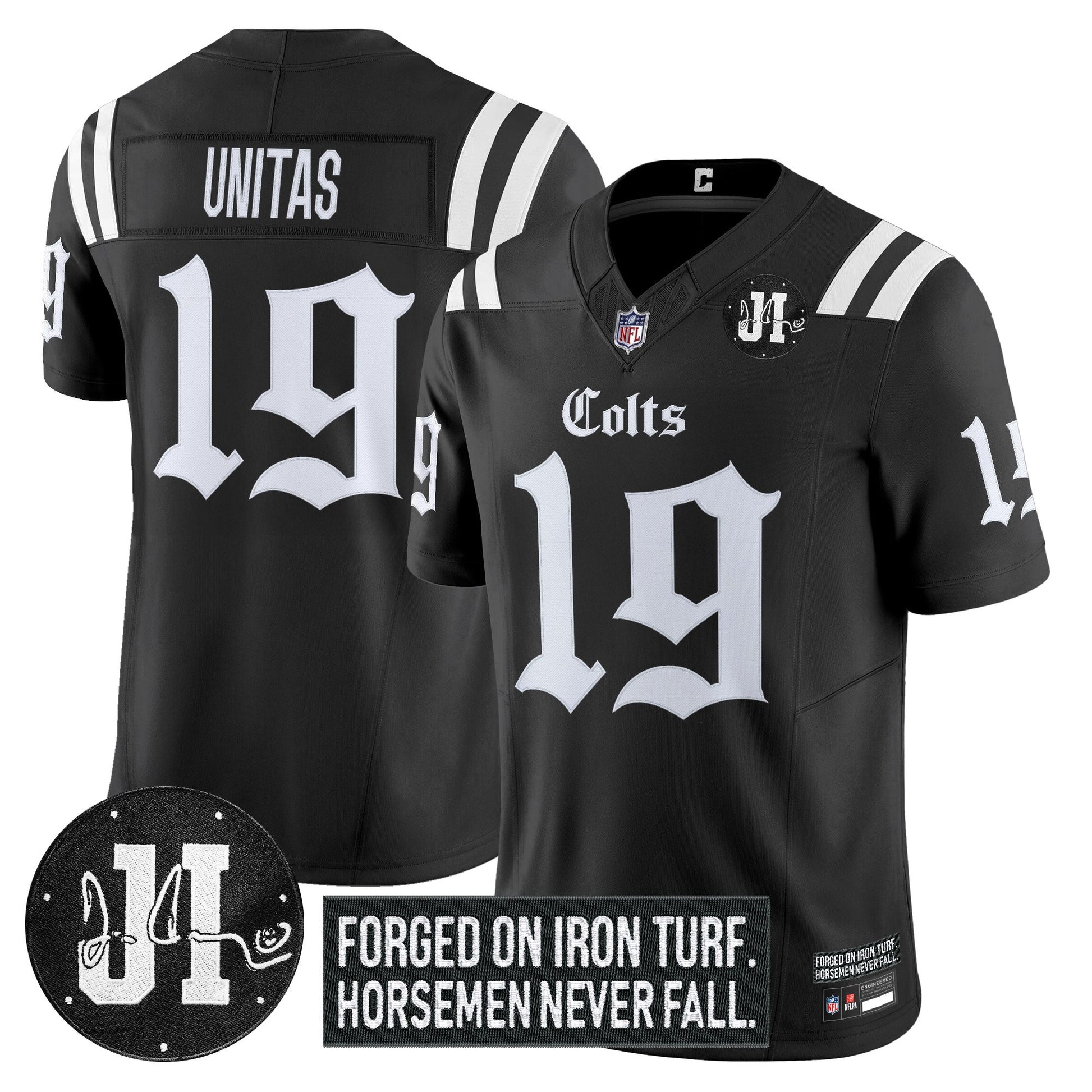 Men's Indianapolis Colts 2025 'Gothic Iron Hoof Edition' Vapor Limited Jersey - Jim Irsay Patch - All Stitched