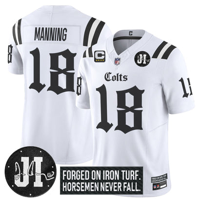 Men's Indianapolis Colts 2025 'Gothic Iron Hoof Edition' Vapor Limited Jersey - Jim Irsay Patch - All Stitched