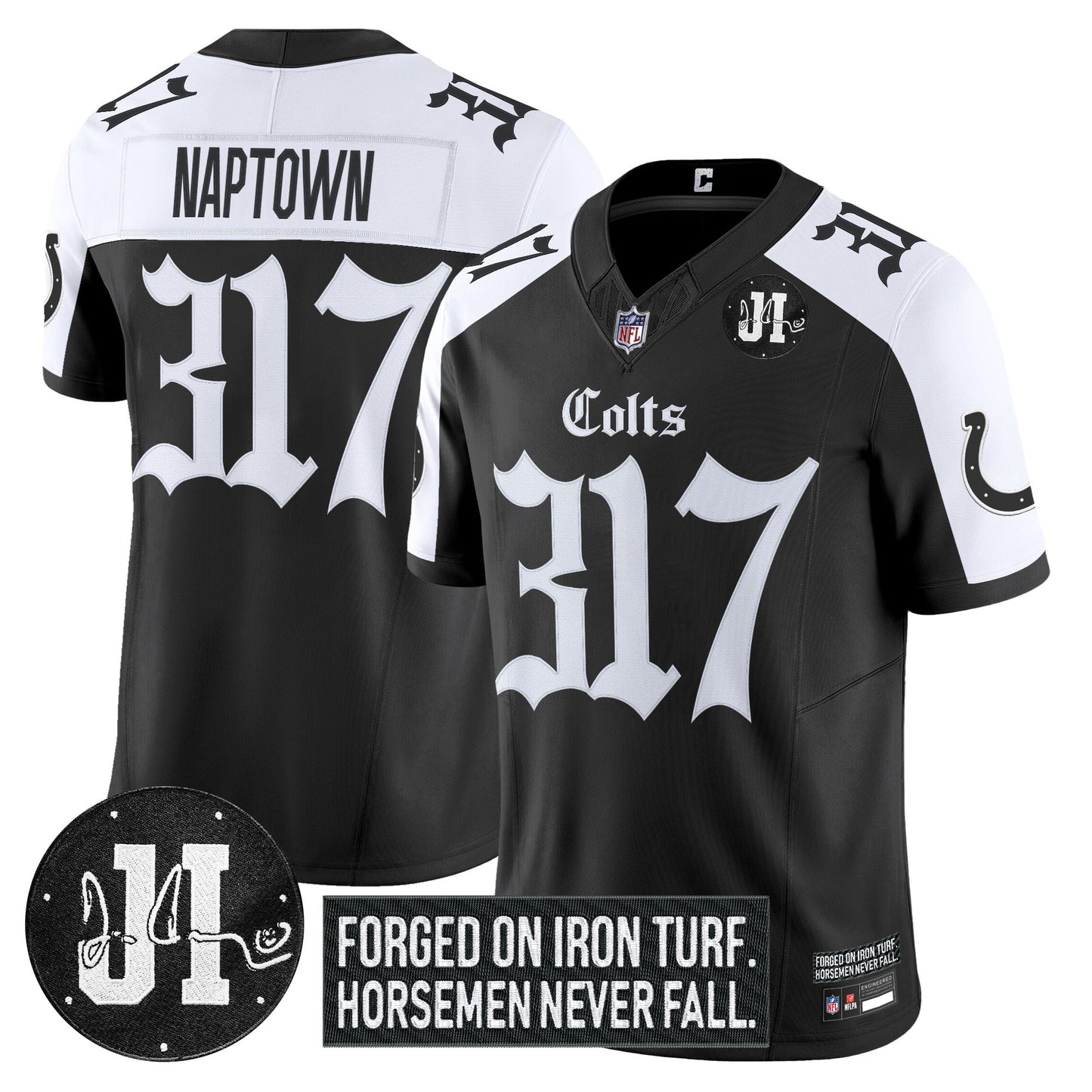 Men's Indianapolis Colts 2025 'Gothic Iron Hoof Edition' Vapor Limited Jersey - Jim Irsay Patch - All Stitched