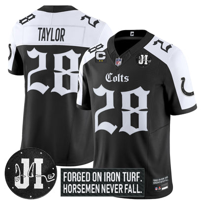 Men's Indianapolis Colts 2025 'Gothic Iron Hoof Edition' Vapor Limited Jersey - Jim Irsay Patch - All Stitched