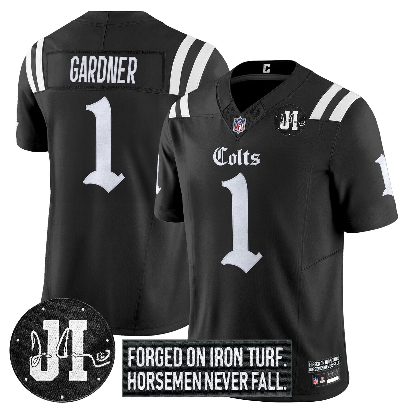 Men's Indianapolis Colts 2025 'Gothic Iron Hoof Edition' Vapor Limited Jersey - Jim Irsay Patch - All Stitched