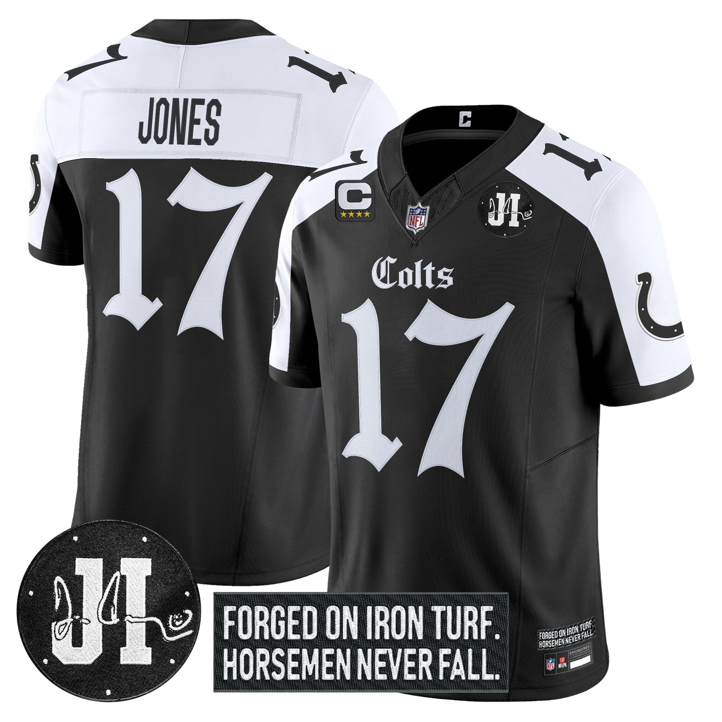 Men's Indianapolis Colts 2025 'Gothic Iron Hoof Edition' Vapor Limited Jersey - Jim Irsay Patch - All Stitched