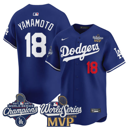 #18 Yoshinobu Yamamoto 2025 World Series MVP Vapor Premier Limited Jersey - All Stitched