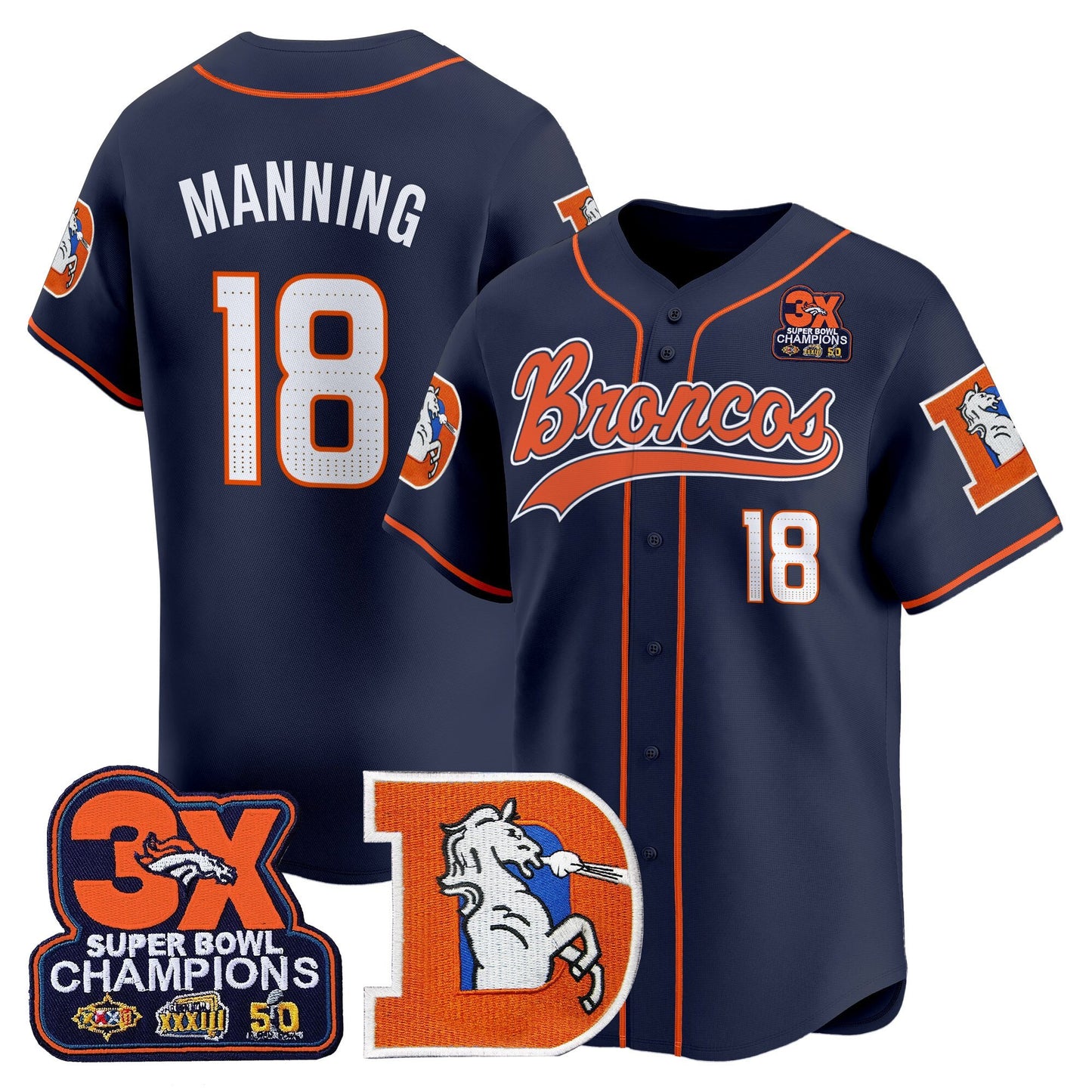 Men's Denver Broncos Throwback Vapor Baseball Jersey - All Stitched