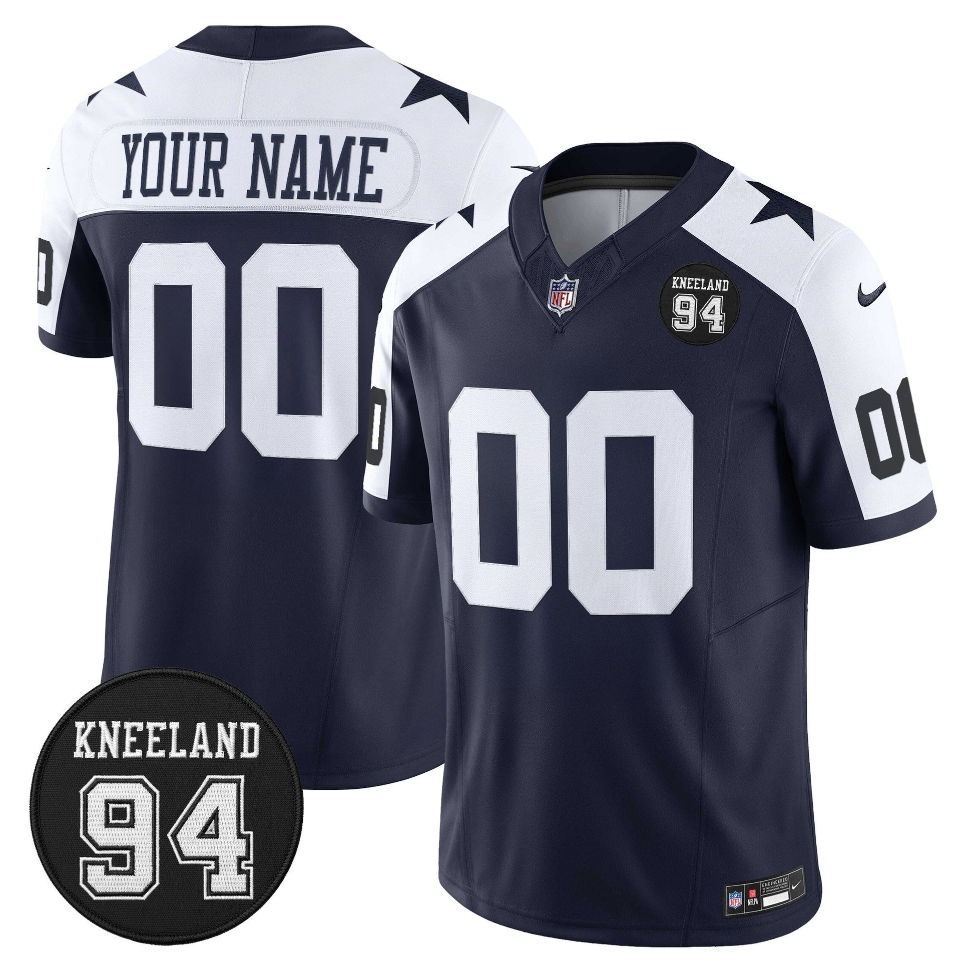 Dallas Cowboys #94 Marshawn Kneeland Memorial Patch Vapor Limited Custom Jersey - All Stitched