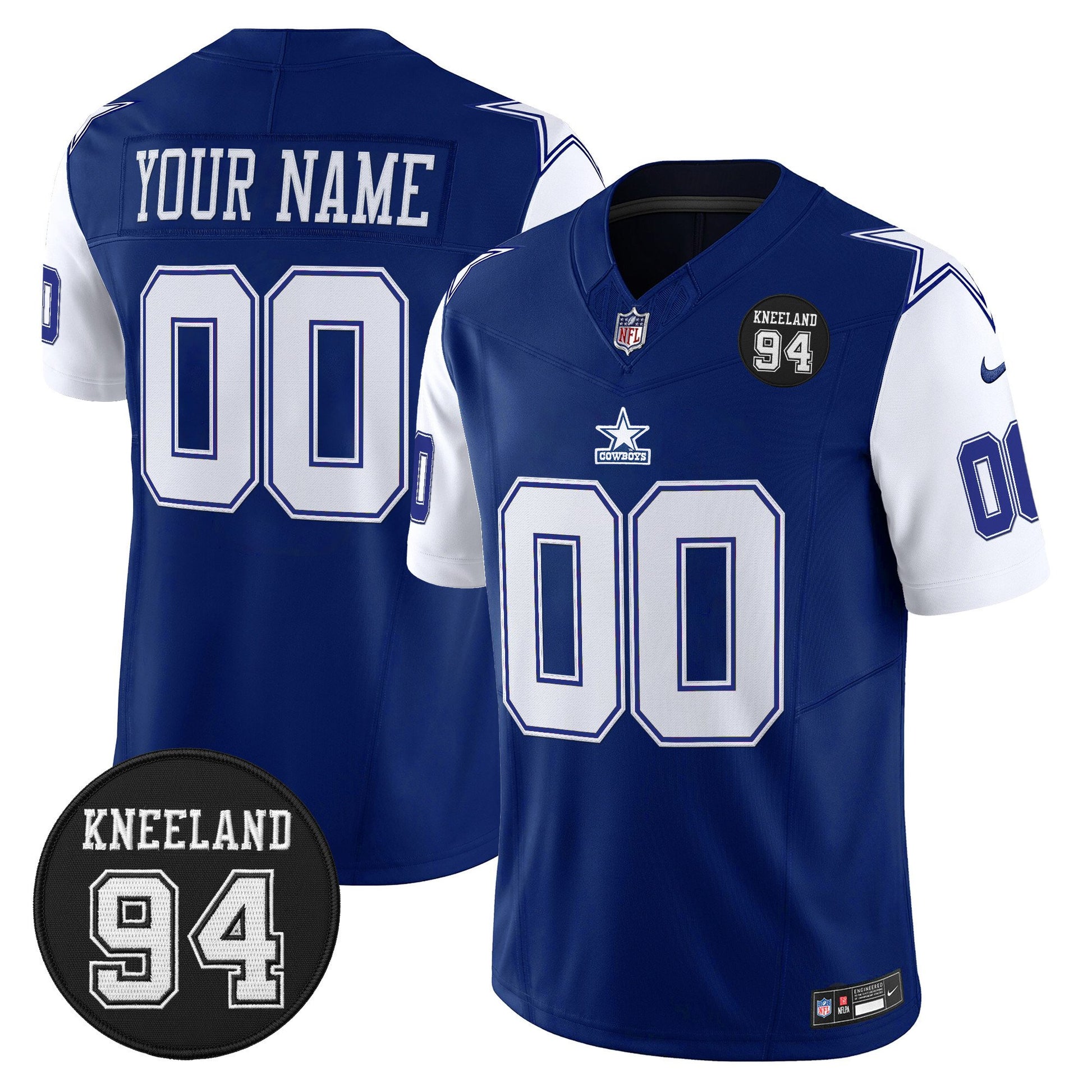 Dallas Cowboys #94 Marshawn Kneeland Memorial Patch Vapor Limited Custom Jersey - All Stitched