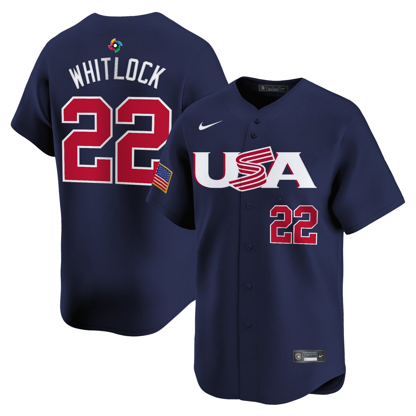 Men's Team USA World Baseball Classic Vapor Premier Jersey - 2023 Style - 2026 Roster (Projected Number) - All Stitched