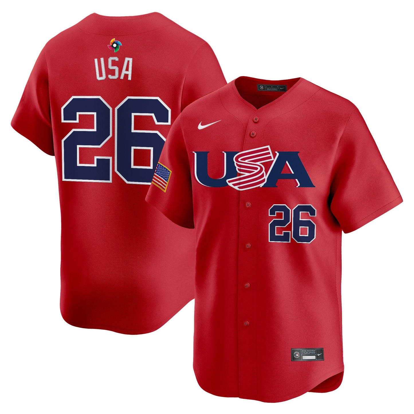 Men's Team USA World Baseball Classic Vapor Premier Jersey - 2023 Style - 2026 Roster (Projected Number) - All Stitched