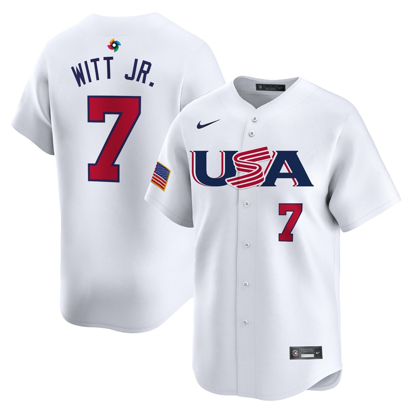 Men's Team USA World Baseball Classic Vapor Premier Jersey - 2023 Style - 2026 Roster (Projected Number) - All Stitched