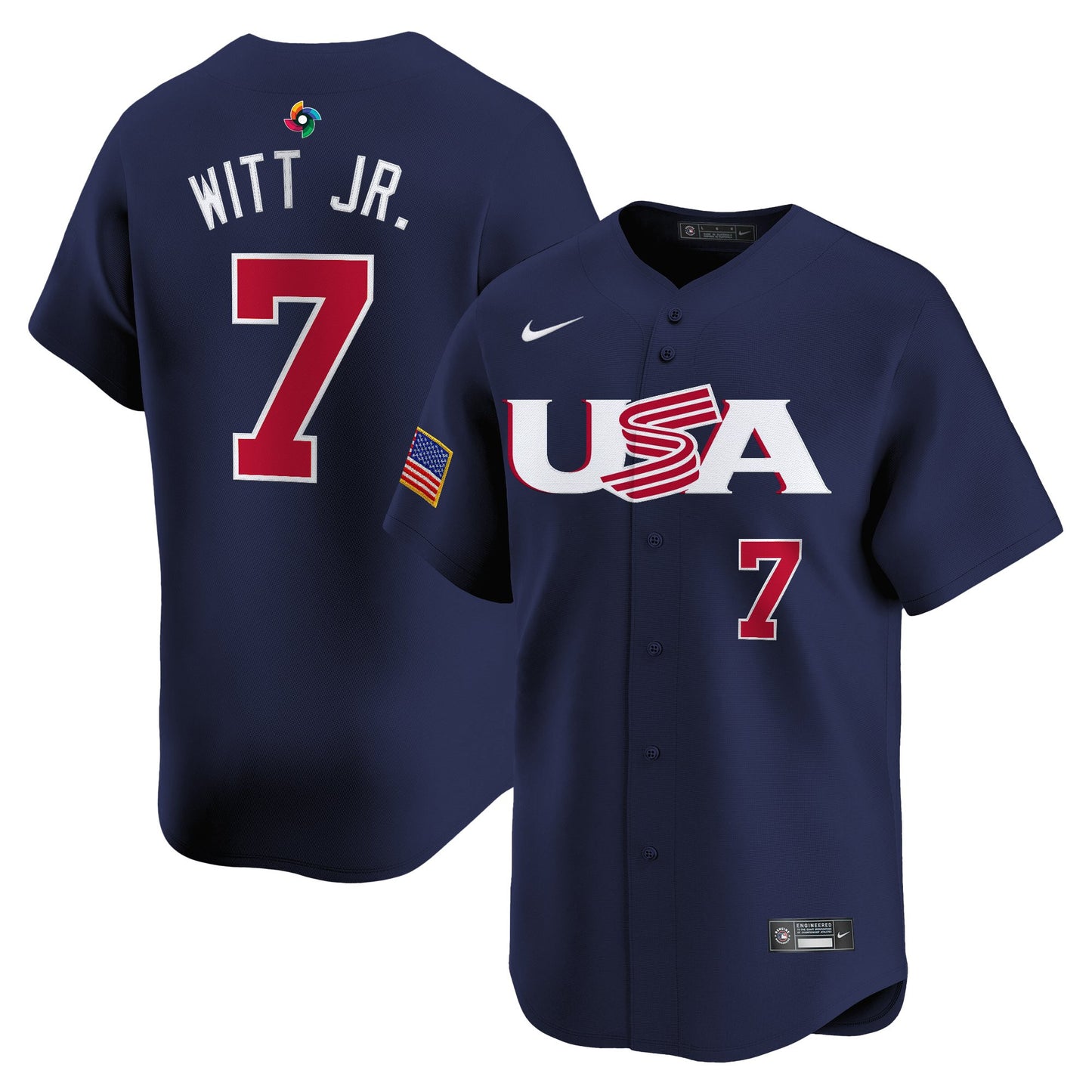Men's Team USA World Baseball Classic Vapor Premier Jersey - 2023 Style - 2026 Roster (Projected Number) - All Stitched