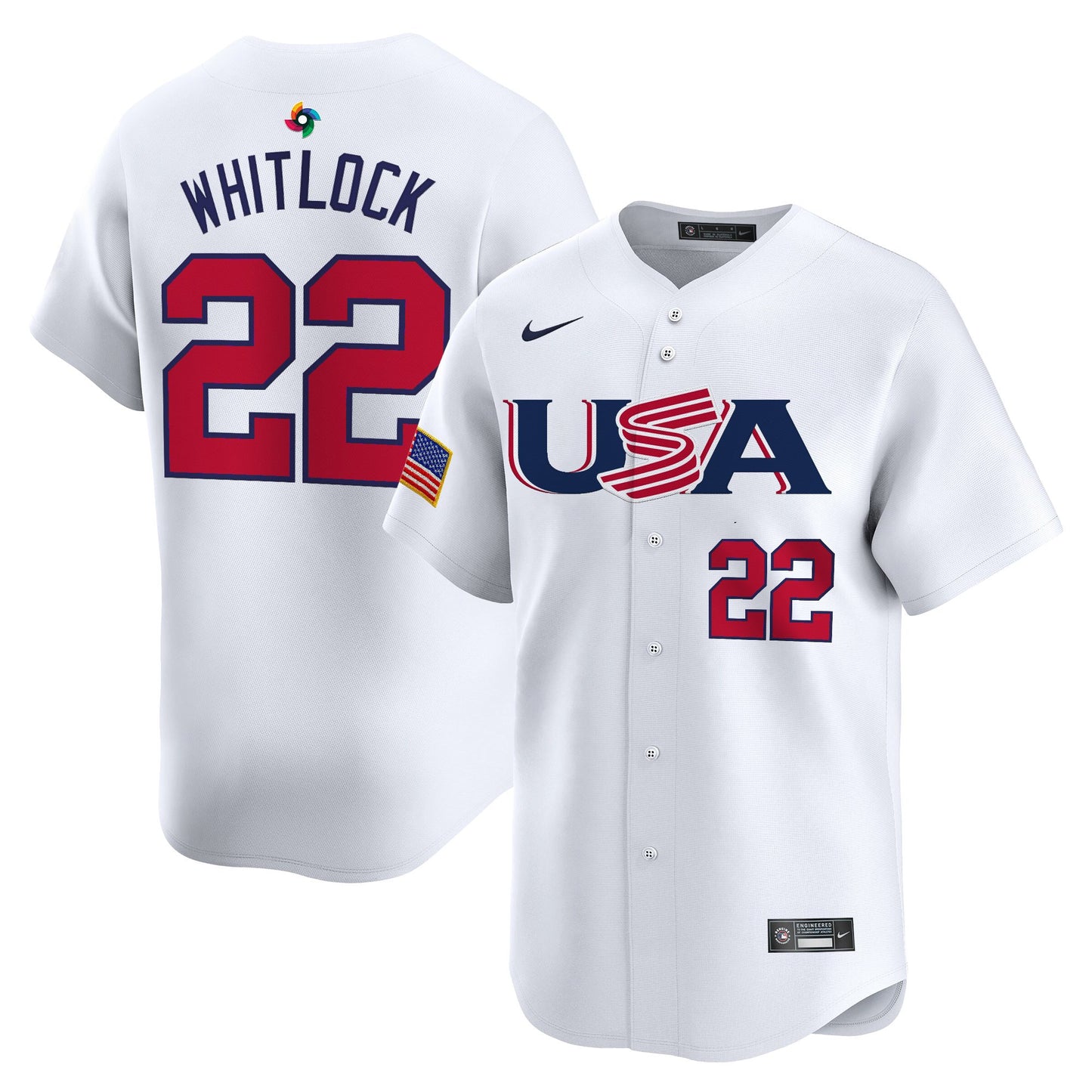 Men's Team USA World Baseball Classic Vapor Premier Jersey - 2023 Style - 2026 Roster (Projected Number) - All Stitched