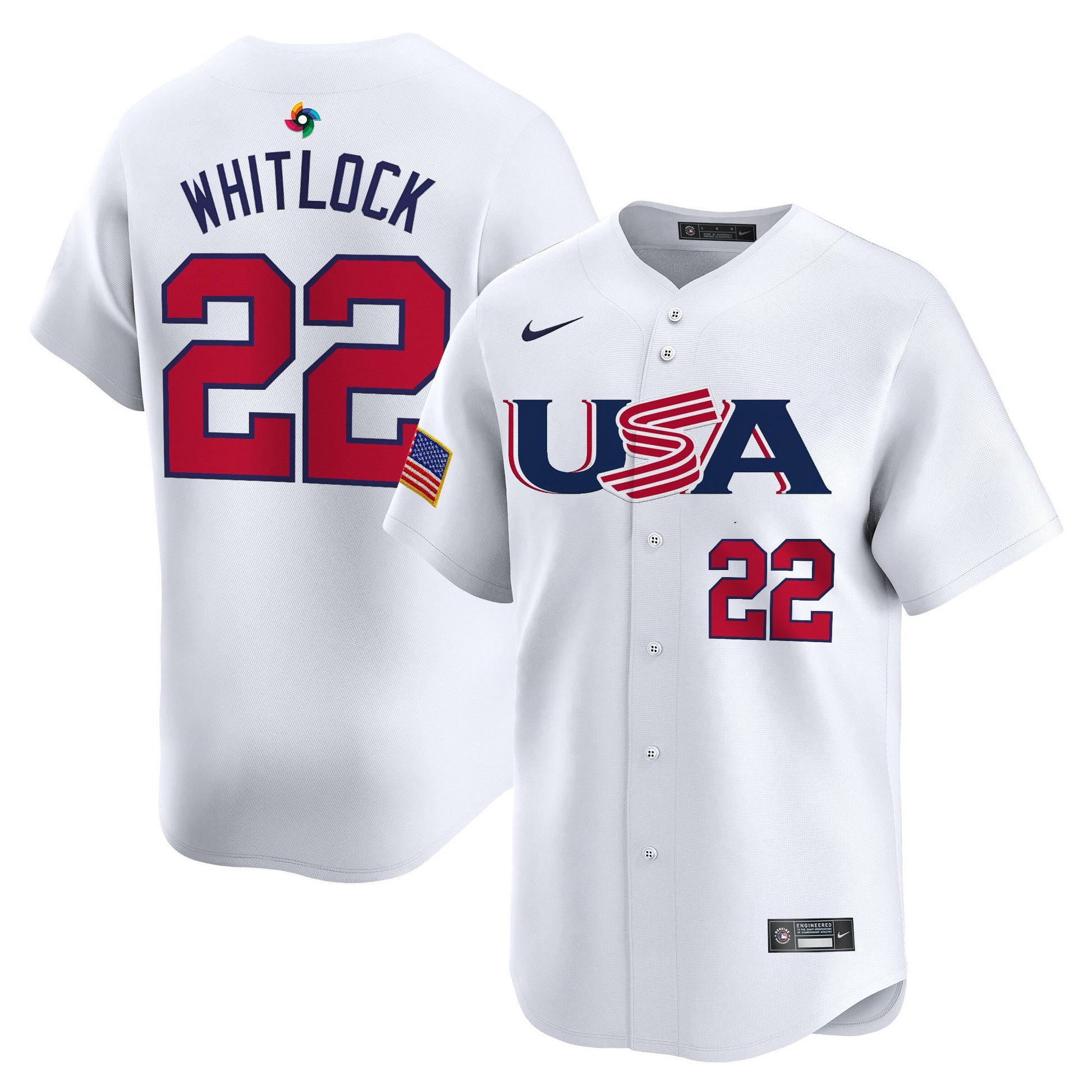 Men's Team USA World Baseball Classic Vapor Premier Jersey - 2023 Style - 2026 Roster (Projected Number) - All Stitched