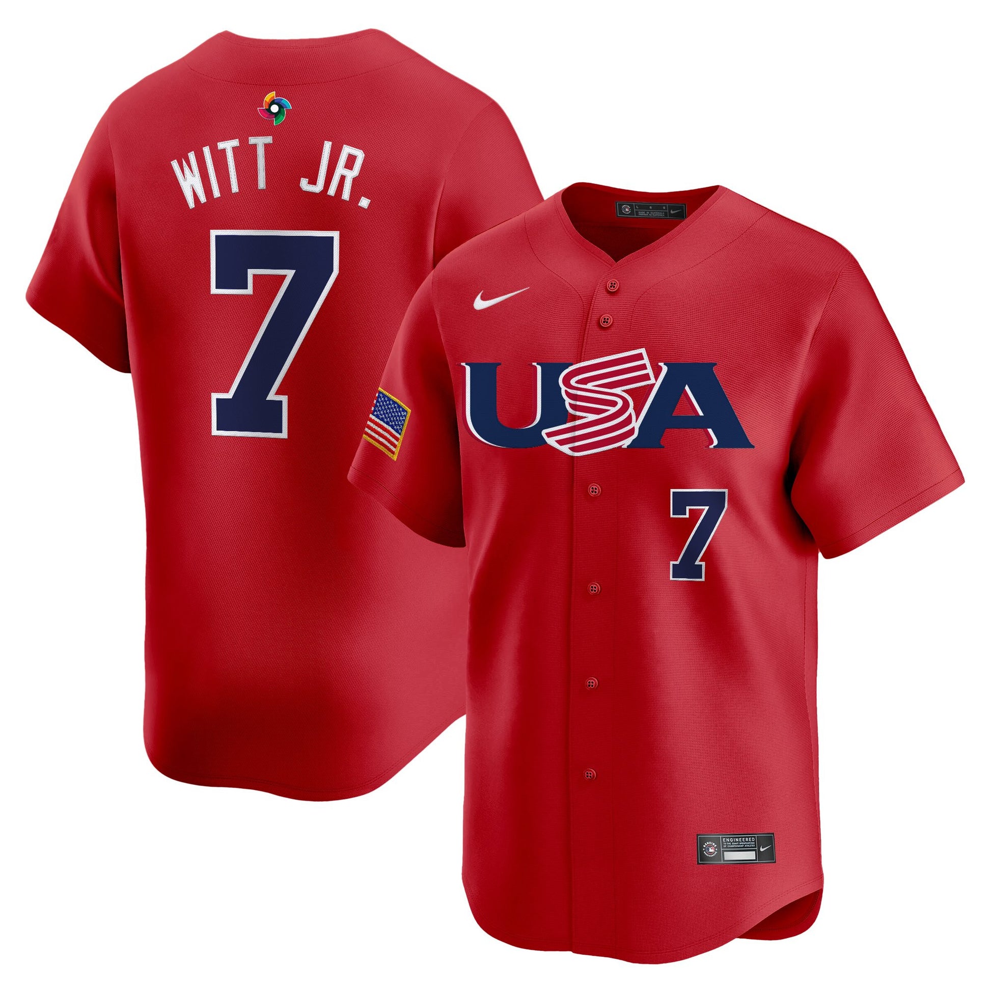 Men's Team USA World Baseball Classic Vapor Premier Jersey - 2023 Style - 2026 Roster (Projected Number) - All Stitched