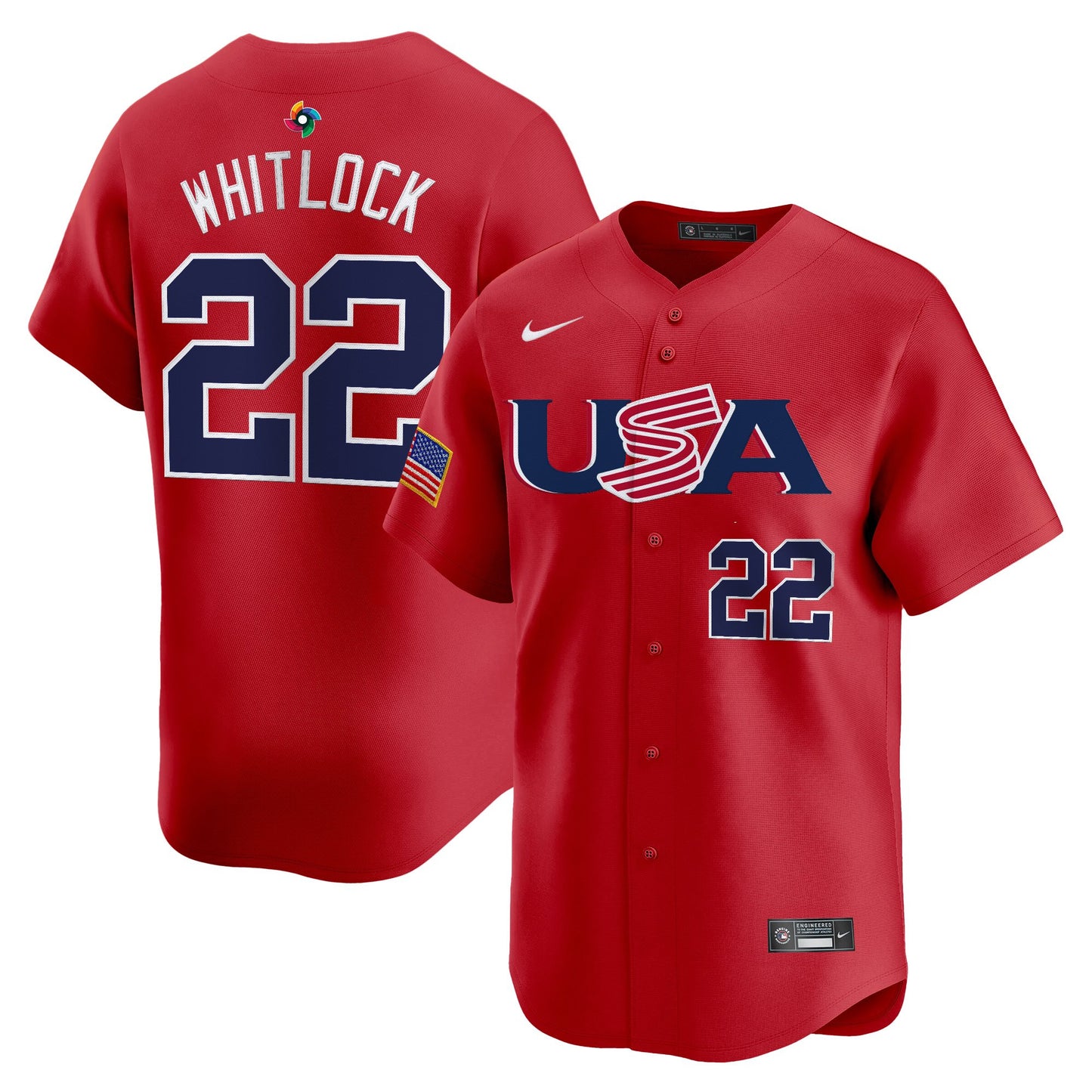 Men's Team USA World Baseball Classic Vapor Premier Jersey - 2023 Style - 2026 Roster (Projected Number) - All Stitched